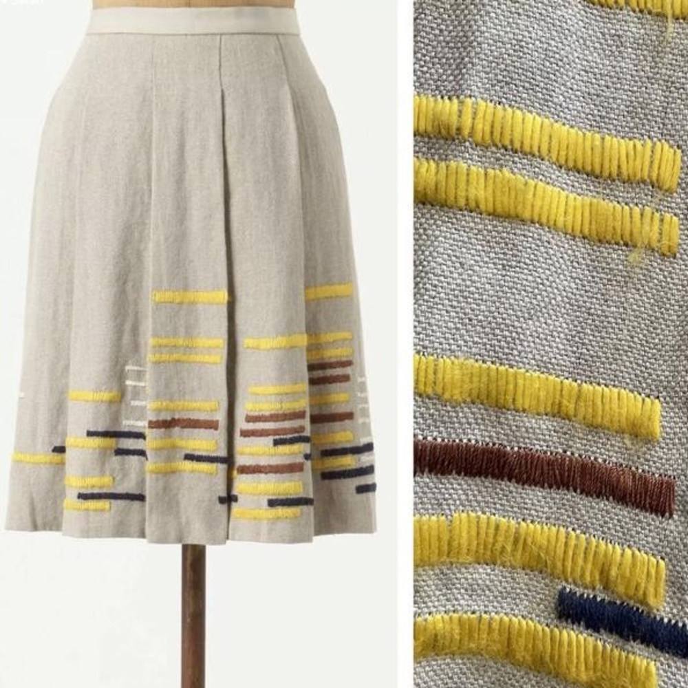 Anthropologie Maeve Linen Hatch Mark Skirt size 4